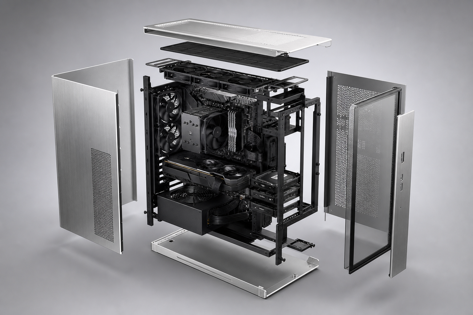 Vue éclatée d'un châssis PC sur mesure